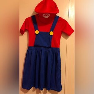 Girls Super Mario Halloween Costume Overall Dress with hat size 10/12 S